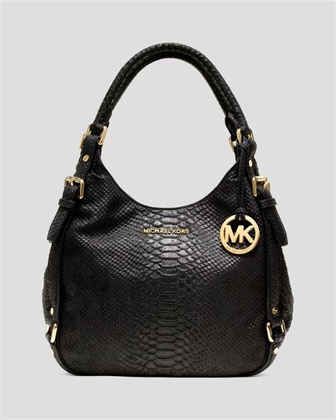 michael kors black python fulton bag|Michael Kors shoulder bag.